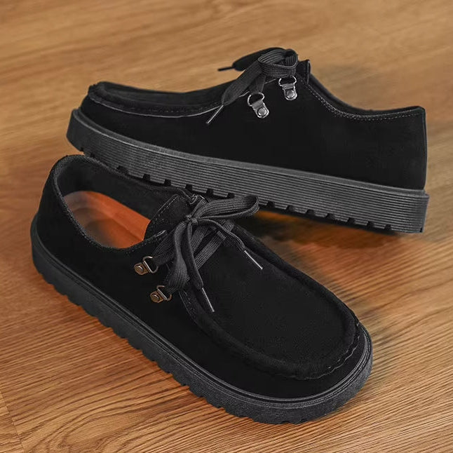 Black Suede Lace-Up Moccasins